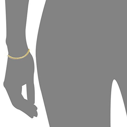 Floreo 10k Yellow Gold 4mm Curb Cuban Chain Bracelet and Anklet, 10 Inch