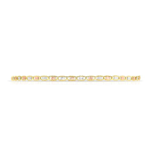 Floreo 14k Tri-Color Gold 2mm Solid Diamond Cut Valentino Chain Necklace 20 Inch