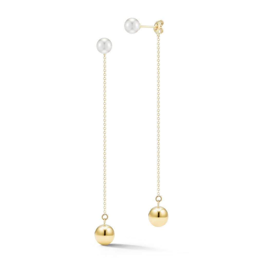 Mateo New York, 14kt Gold and Pearl Ball Drop Earring