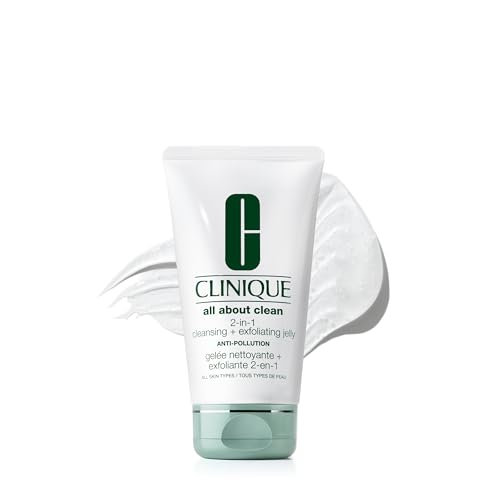 Clinique All About Clean 2-in-1 Cleansing + Exfoliating Jelly, Face Wash & Exfoliator With Salicylic Acid For All Skin Types, 5 Fl Oz