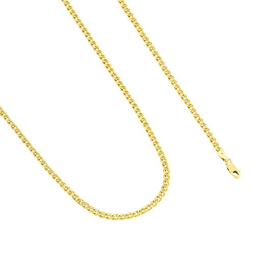 Nuragold 10k Real Yellow Gold Double Cuban Link 3.5mm Curb Chain Necklace - 20"