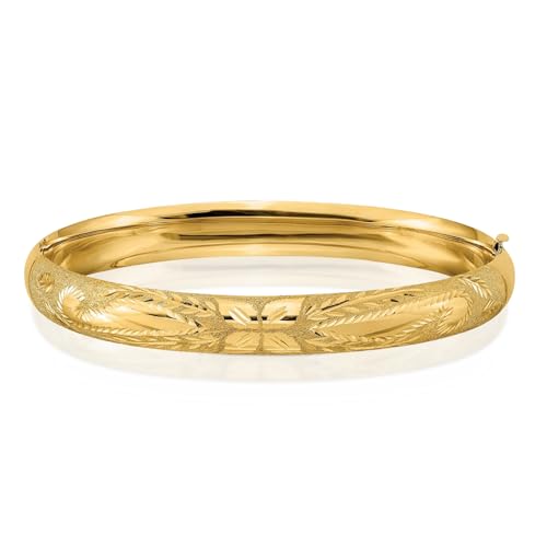 IceCarats 14K Solid Yellow Gold Hinged Bangle Bracelet, 7 inch