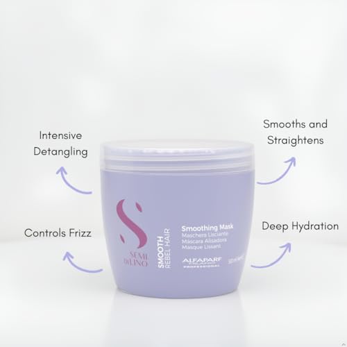 ALFAPARF MILANO Semi di Lino Smooth Mask for Frizzy and Rebel Hair - Intensive Detangling Hair Treatment - Controls Frizz - Straightens and Hydrates Unruly Hair, 16.9 fl. oz.