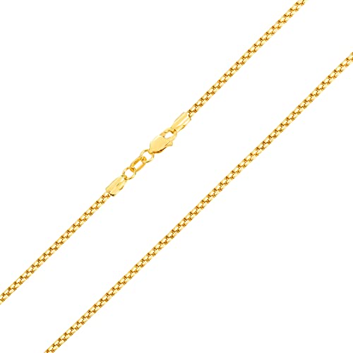 Nuragold 14K Real Yellow Gold Round Box 2mm Venetian Link Chain Necklace - 24"