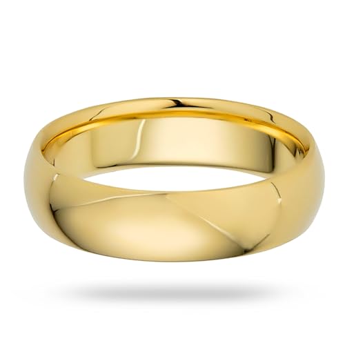 EWB Signature Jewelry Classic 5mm Solid Gold Wedding Band in 10K Yellow Gold, Comfort Fit, Finger Size 8