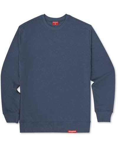 Kingsted Navy Blue Sweatshirt for Men – Super Soft Lightweight Sweater – Premium Terry Fabric – Classic Everyday Comfort Fit (Navy Blue, Large)