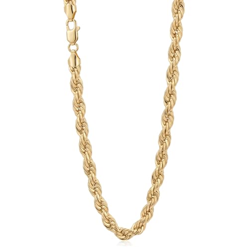 Galaxy Gold GG, 14K Solid Gold Diamond Cut Rope Chain Necklace, 3mm - 18 Inch (18-30" Available), Fine Jewelry