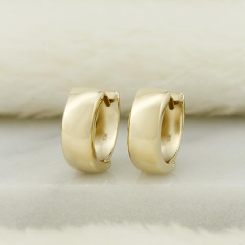 10k solid gold plain huggie earrings - Serena Sparkles (Small)