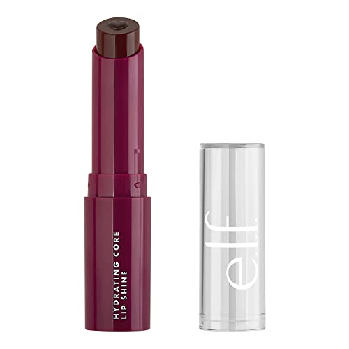 e.l.f. Hydrating Core Lip Shine with Shea Butter & Vitamin E, Tinted Lip Balm for A Smooth, Glossy Finish & Long-Lasting Moisture, Ecstatic Deep Berry