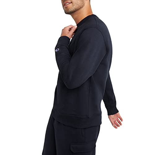 Champion Mens Sweatshirt, Powerblend, Fleece Crewneck (Reg. Big & Tall) Sports-fan-sweatshirts, Navy C Logo, Large US