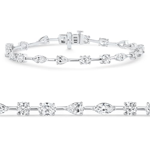Pompeii 5Ct Mixed Cut Diamond Tennis Bracelet 7" 14k White Gold Lab Grown - Size 7 (EF,VS)