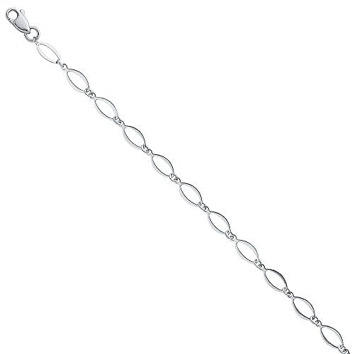 The World Jewelry Center 14k REAL White Gold Bracelet with Lobster Claw Clasp - 7.25"