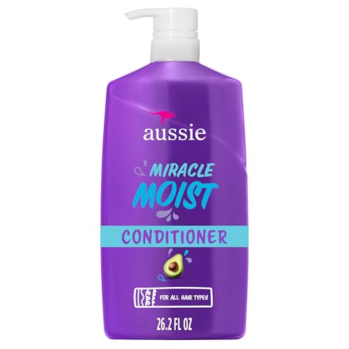 Aussie Miracle Moist with Avocado & Jojoba Oil, Paraben Free Conditioner, 26.2 fl oz
