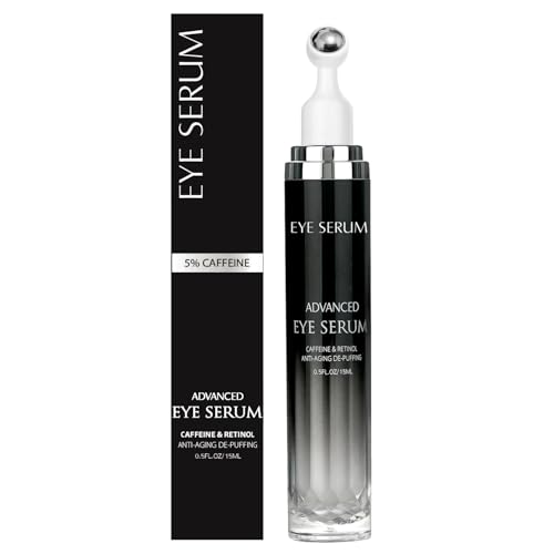 ANAREAL Eye Bags Treatment for Men and Women : Caffeine Under Eye Cream for Dark Circles & Puffiness - 360° Eye Roller for Puffy Eyes