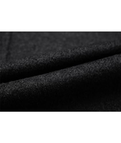 xxxiticat Men's Winter Trench Coat Long Sleeve Notch Lapel Single Breasted Quilted Cotton Long Overcoat Jacket Wool Pea Coat(BL,L)