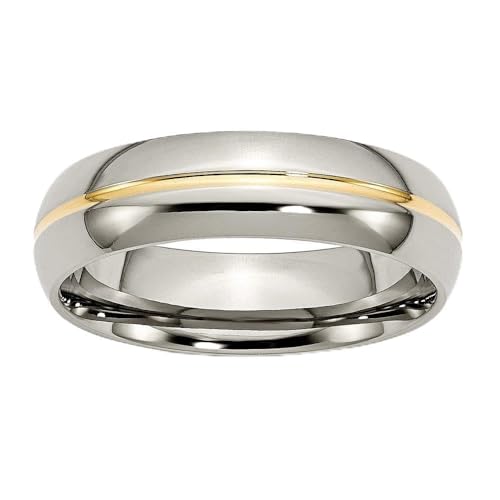 Sonia Jewels Titanium Yellow IP-Plated Grooved 6mm Wedding Band Ring Comfort-Fit Size 11.5