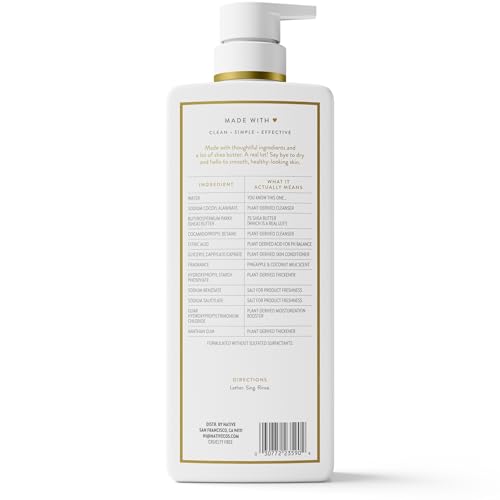 Native Moisturizing Body Wash, Clean & Gentle 24-Hour Hydration with Shea Butter, for Sensitive & Dry Skin, for Women & Men, Sulfate-free, Paraben-free, Pineapple & Coconut Milk, 22 fl oz