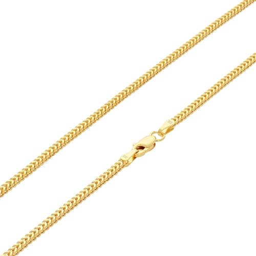 Nuragold 10K Real Yellow Gold 2mm Franco Square Box Wheat Chain Necklace - 20"
