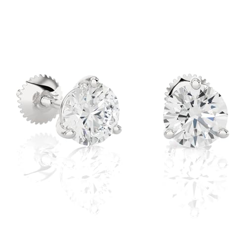Privosa - 1 Carat Lab Grown Diamond Stud Earrings in 14K White Gold