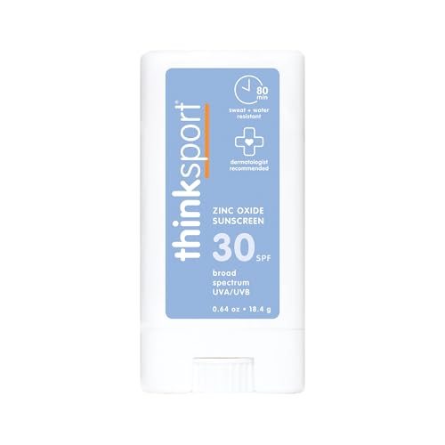 Thinksport Mineral Sunscreen Stick SPF 30, 0.64 Oz, Water Resistant & Vegan