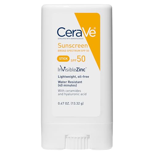 CeraVe Mineral Sunscreen Stick, SPF 50 Face Sunscreen, Travel Size, 0.47oz