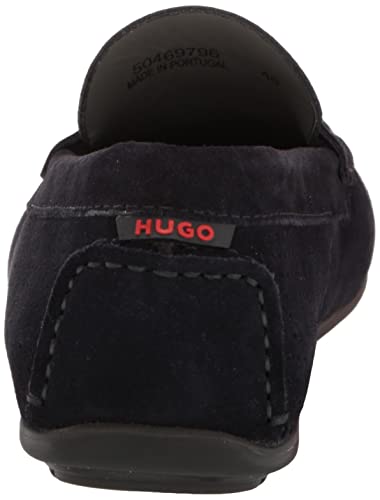 HUGO Women's Dandy Moccasin Loafer, 12 US, Sky Captain Navy