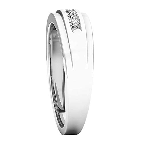 Dazzlingrock Collection 0.25 Cttw 10K Round White Diamond Mens Wedding Band Ring 1/, Solid White Gold, Size 9