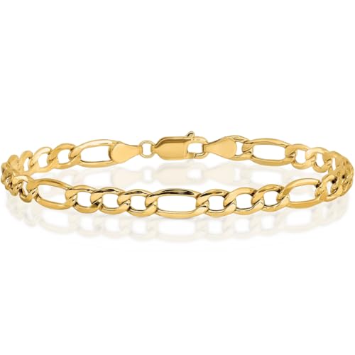 IceCarats 14K Yellow Gold 5.75mm Thick Figaro Chain Link Bracelet, 8 inch
