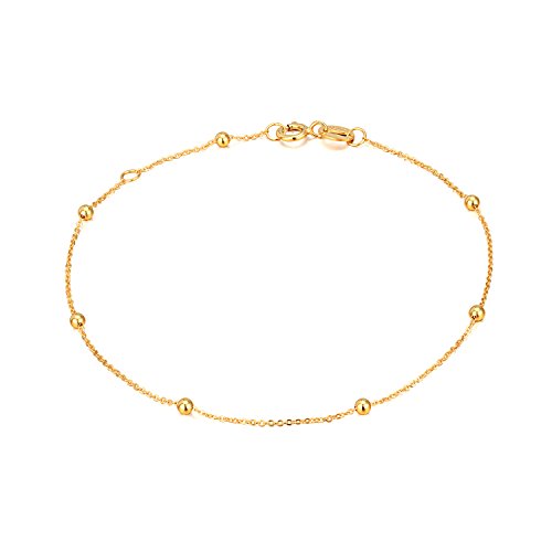 SISGEM Solid 18k Gold Tiny Bracelets for Women, Real Gold Chain Thin Bracelet (Yellow Gold, 18k)