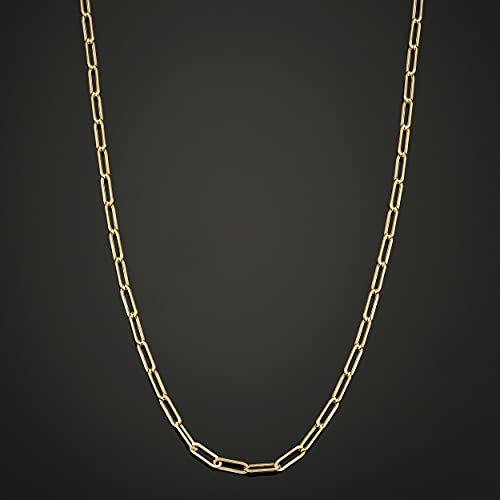 Womens Link Chain - 10k Yellow Gold Paperclip Necklace, Oval Link