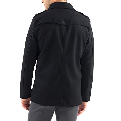 Alpine Swiss Jake Mens Wool Pea Coat Double Breasted Jacket Black XL