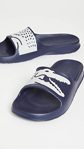 Lacoste Men's Croco Slide Sandal, NVY/WHT, 9