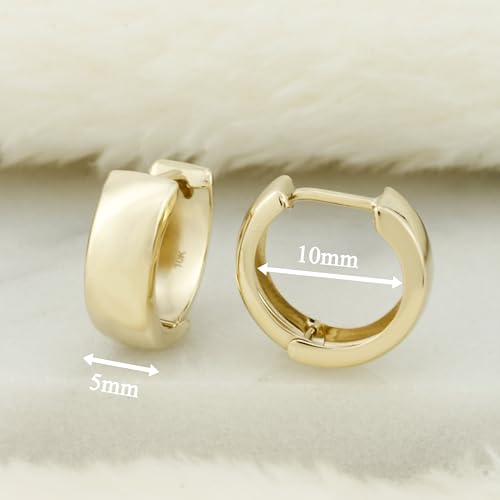 10k solid gold plain huggie earrings - Serena Sparkles (Small)