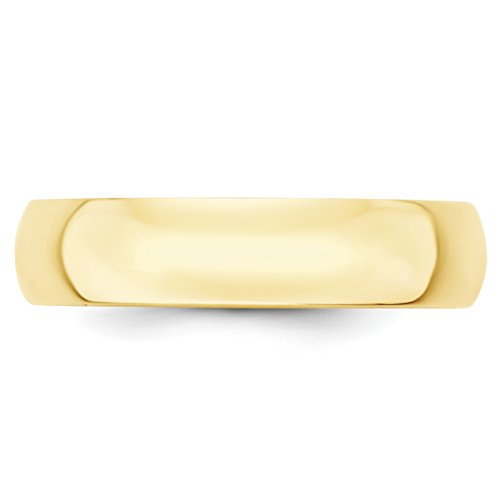 Solid 10k Yellow Gold Ring - Classic Half Round Wedding Bands for Women and Men - Polished 5mm Lightweight Wedding Band for Marriage, Size 10.5 - Timeless Anniversary Ring for Couples