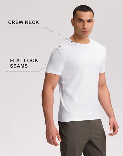 Pioneer Camp Mens Bamboo Viscose T Shirt Ultra Soft White Plain Tshirts for Men Cooling Crew Neck Casual Basic Tee Shirt