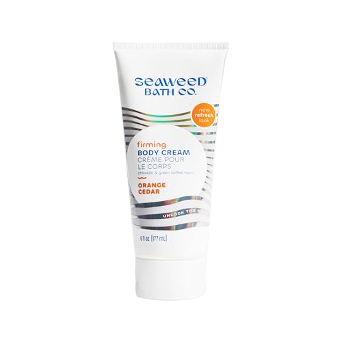 Seaweed Bath Co. Firming Body Cream, Orange Cedar Scent, 6 Ounce, Skin Toning Hand & Body Lotion Moisturizer for Dry Skin, with Sustainably Harvested Seaweed, Chlorella, Green Coffee Bean