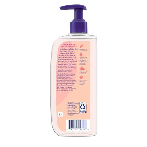 Clean & Clear Essentials Oil-Free Foaming Facial Cleanser, Daily Foaming Face Wash with Pro-Vitamin B5 for Sensitive Skin, Gently Removes Oil & Pore-Clogging Impurities, Fragrance-Free, 8 fl oz