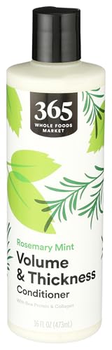 365 by Whole Foods Market, Volume & Thickness Conditioner with Rice Protein & Collagen, Rosemary Mint Scent, 16 Fl Oz