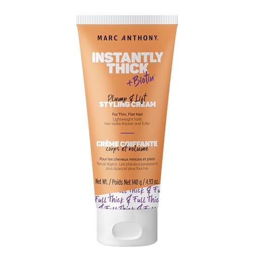 Marc Anthony Styling Hair Cream, Instantly Thickening Biotin & Vitamin E Hair Cream, Lightweight Hold for Thicker & Fuller Volumizing Product for Thin, Flat Hair