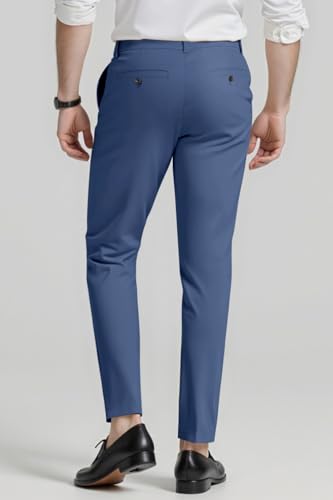 GINGTTO Mens Slim Fit Dress Pants Stretch Blue Tapered Skinny Slacks 32 (179–198 lbs)