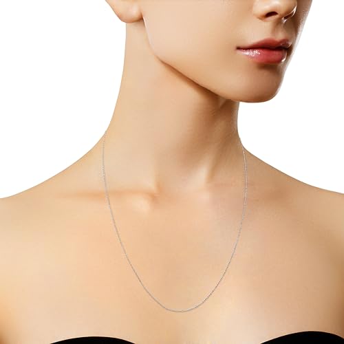 Haus of Brilliance Solid 10K White Gold 1/2 mm Slim and Dainty Rope Chain Necklace, Unisex Chain - Size 16" Inches