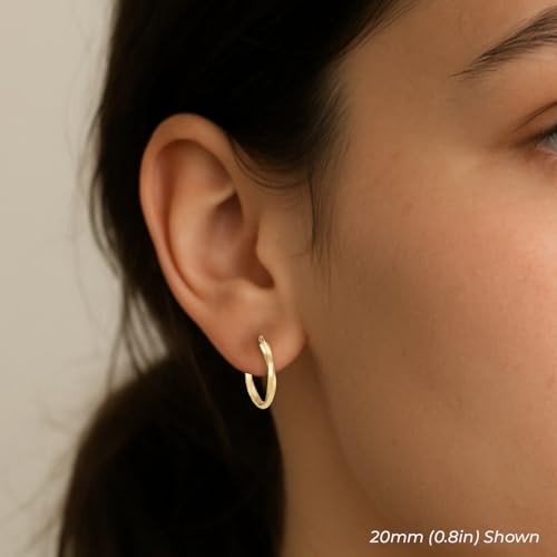 10K Yellow Gold Classic Twisted Round Hoop Earrings (20MM (0.8 INCH))