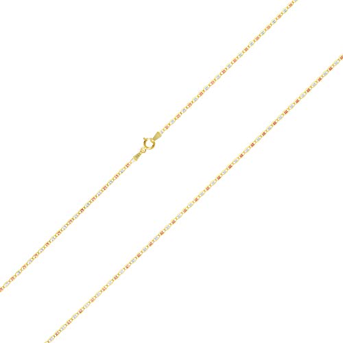 Nuragold 10k Real Tri Color Gold Valentino 1.5mm Thin Anchor Chain Necklace - 20"