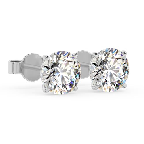 1.0 Carat 14K White Gold IGI Certified LAB GROWN Round Cut Diamond Stud Earrings for Women 4 Prong Screw Back for her MADE IN USA (E-F Color, VS1-VS2 Clarity)