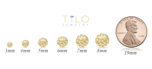 14k Yellow Gold Diamond-cut Ball Stud Earrings (8MM)