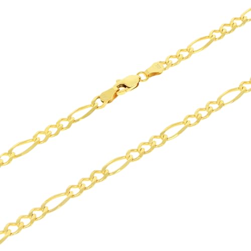 Nuragold 10k Real Yellow Gold Figaro Link 4.5mm Chain Necklace (16"-30") - 22"