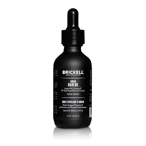 Brickell Men's Argan Oil for Hair, Lightweight Hair Oil Treatment For Men, With Argan Oil, Hydrolyzed Proteins, and Vitamin E, 2 Ounce, Scented
