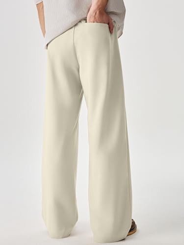 JMIERR Mens Baggy Casual Dress Pants Lightweight Pleated Old Money Wide Leg Pants Loose Relaxed Fit Trousers