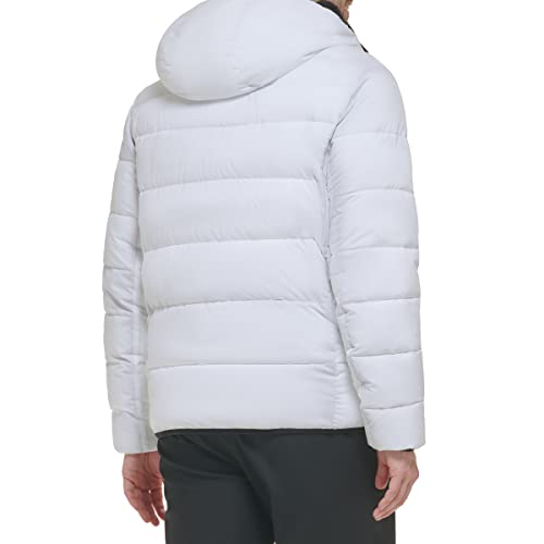 Calvin Klein Men's Hooded Stretch Jacket, White, Medium