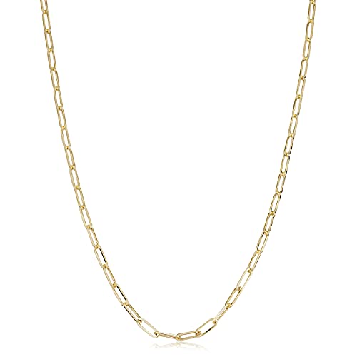 Womens Link Chain - 10k Yellow Gold Paperclip Necklace, Oval Link